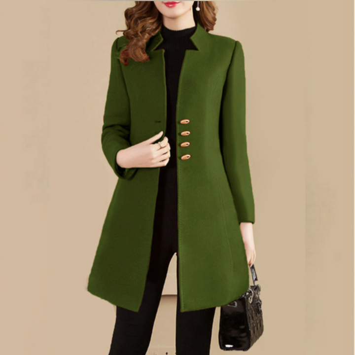 Abrigo de invierno para mujer, modelo Sofía. Diseño elegante y atemporal con botonadura sencilla. Moda clásica.