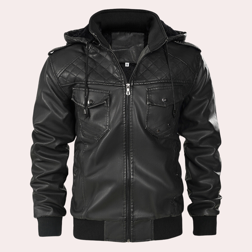 Chaqueta estilosa hombre, abrigo casual con capucha desmontable. Ideal para moda masculina urbana otoño-invierno.