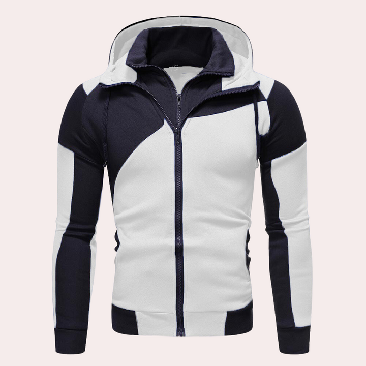 Sudadera con capucha y cremallera para hombre, máxima comodidad en ropa deportiva o look casual diario.