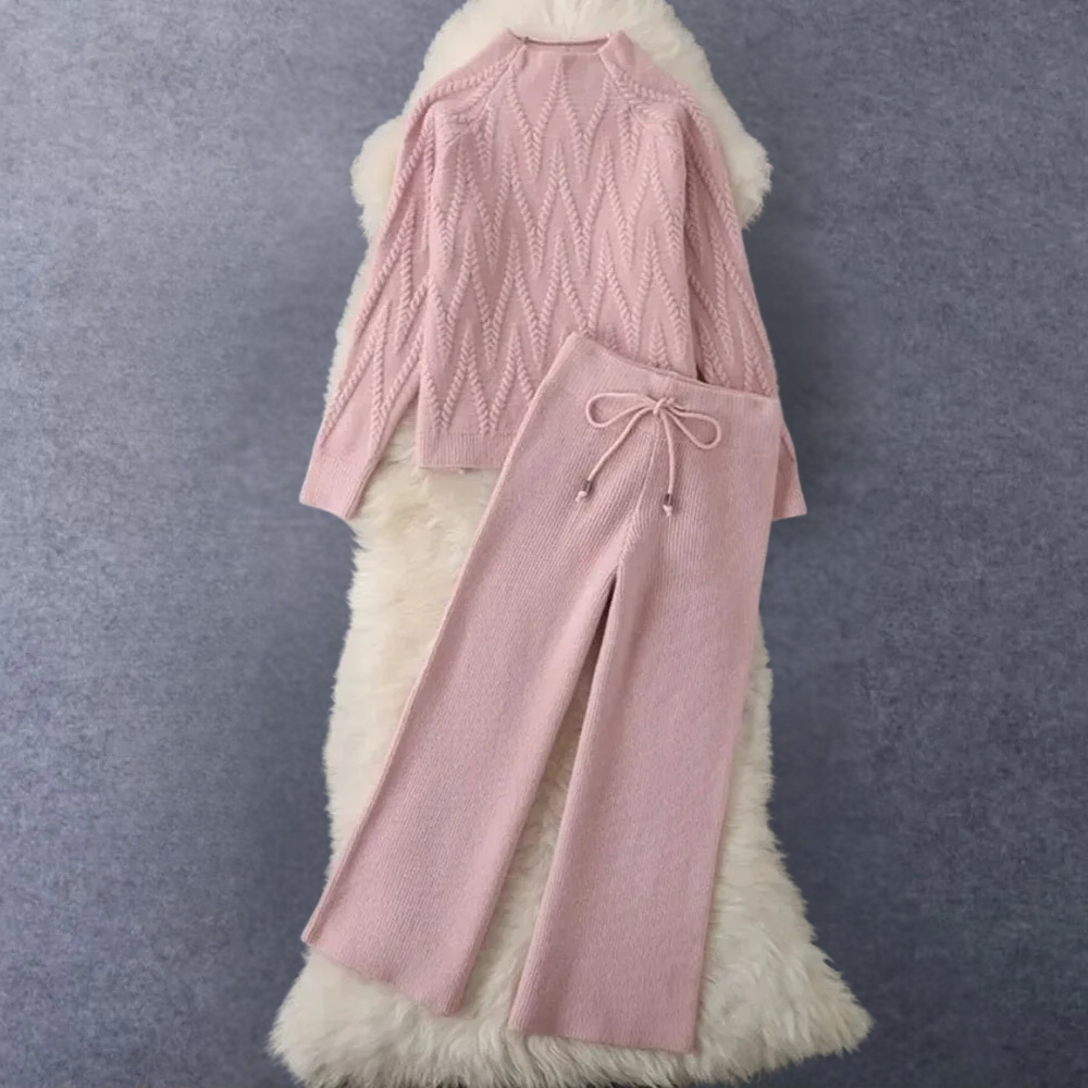 Conjunto de punto versátil para mujer, dos piezas de ropa elegante y cómoda. Moda femenina.