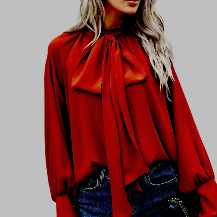 Blusa moderna de mujer con lazo y mangas largas. Perfecta para un estilo sofisticado en primavera-otoño.