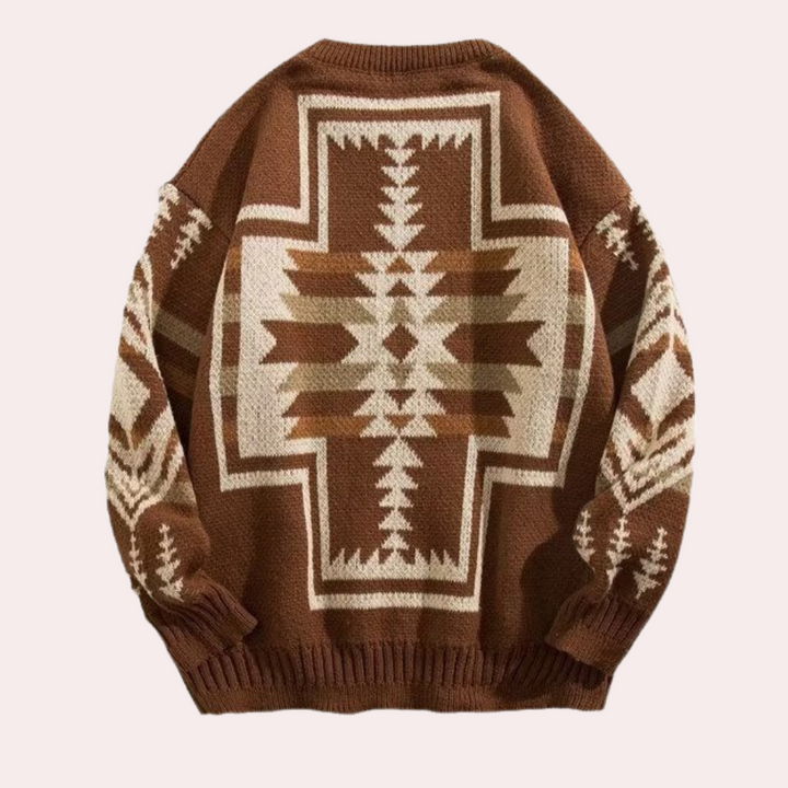 Suéter de manga larga y cuello redondo para hombre, prenda versátil para moda invernal relajada.