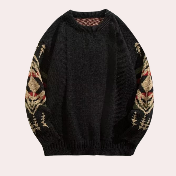 Suéter de hombre, cómodo y holgado, con cuello redondo, perfecto para la moda casual de invierno.