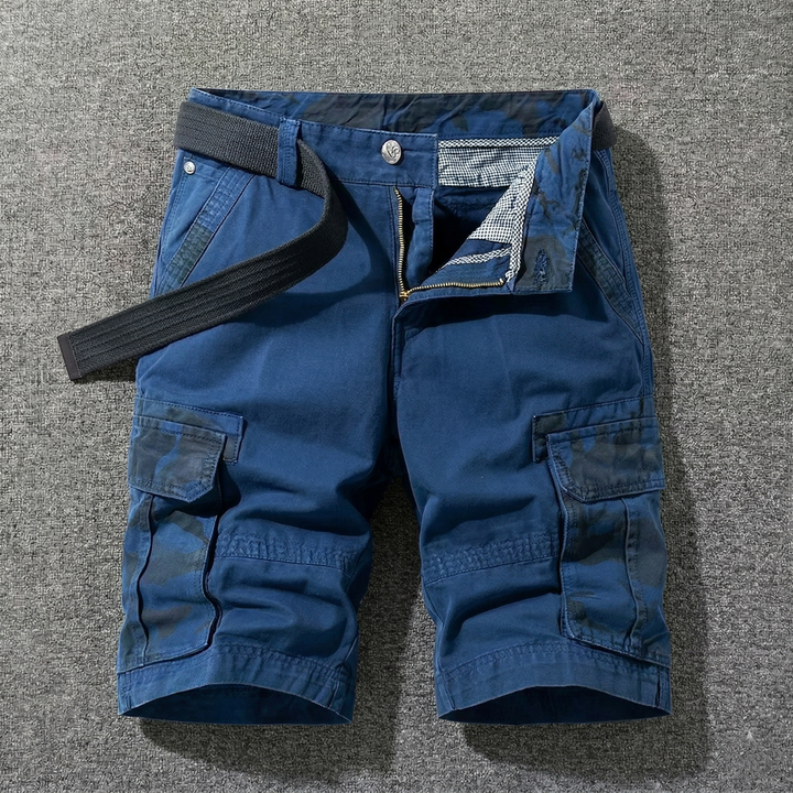 Shorts cargo para hombre con cinturón de tela ajustable, ideales para actividades al aire libre y look casual de verano.