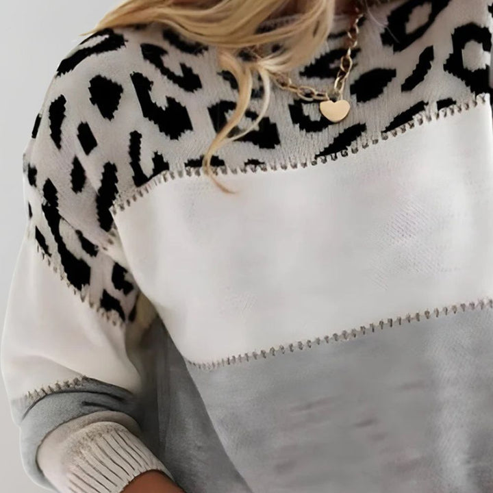 Jersey de moda para mujer, estampado de leopardo. Prenda cálida de manga larga para otoño.