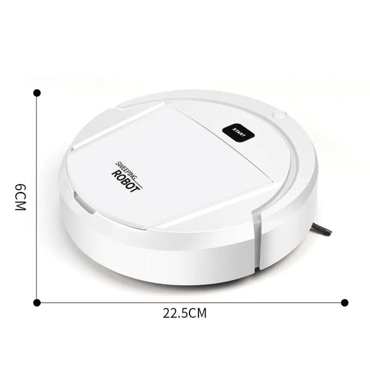 Aspiradora automática silenciosa y de diseño delgado, limpiando discretamente bajo los muebles en tu hogar inteligente.