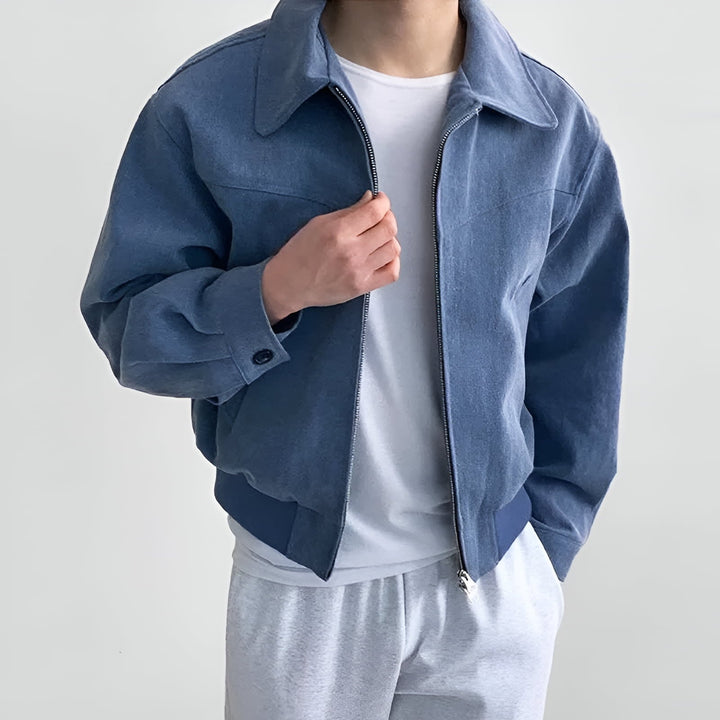 Chaqueta vintage con cremallera para hombre, ideal para primavera, otoño e invierno. Estilo retro y casual.