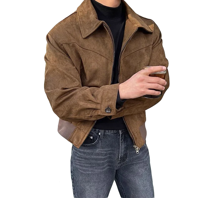 Chaqueta vintage para hombre con cremallera, estilo retro para moda masculina casual. Ideal para otoño e invierno.