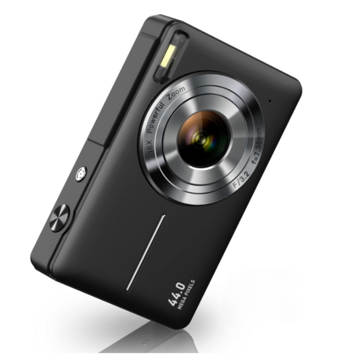 Cámara digital compacta unisex de 44MP con zoom, perfecta para viajes y fotografía diaria.