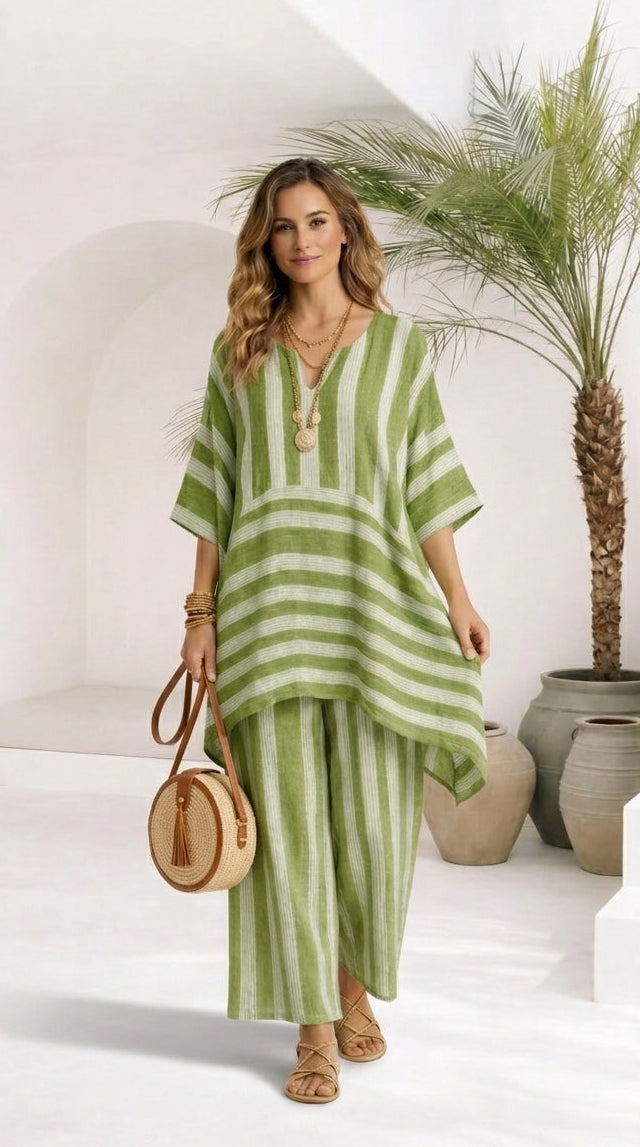 Set de dos piezas de algodón para mujer. Ideal para un look casual y transpirable.
