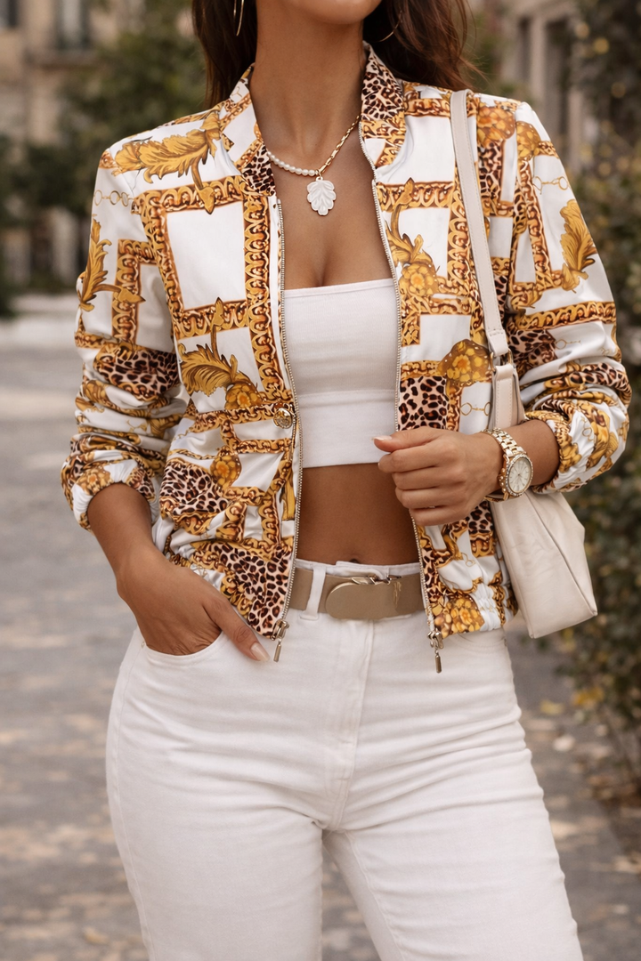 Chaqueta de moda mujer estilo bomber, con cremallera. Diseño ajustado y casual para tu armario de primavera.