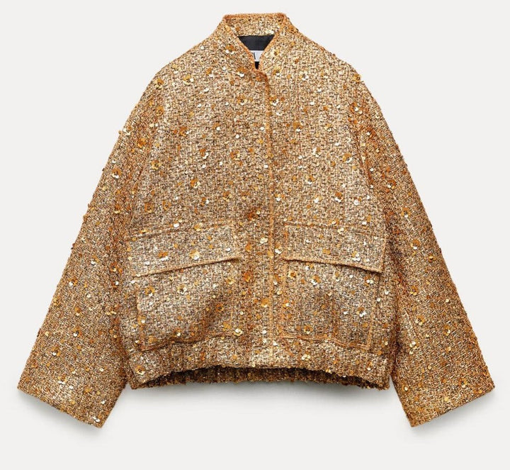 Blazer con brillo JANAH para mujer, perfecto para deslumbrar en fiestas. Chaqueta elegante y glamour.