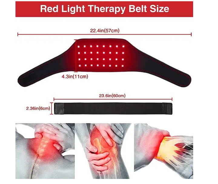 Producto: Cinturón de terapia luz roja, infrarroja para alivio muscular, cuello y espalda. Versátil y eficaz.