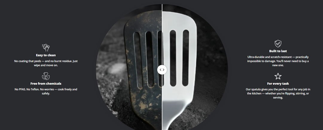 Espátula de cocina de titanio de 35cm. Parte del set profesional, duradera y antióxido para cocinar.