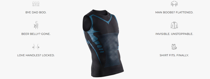 Camiseta moldeadora para hombres, garantiza un ajuste sin rollos, compresión iónica y comodidad diaria.