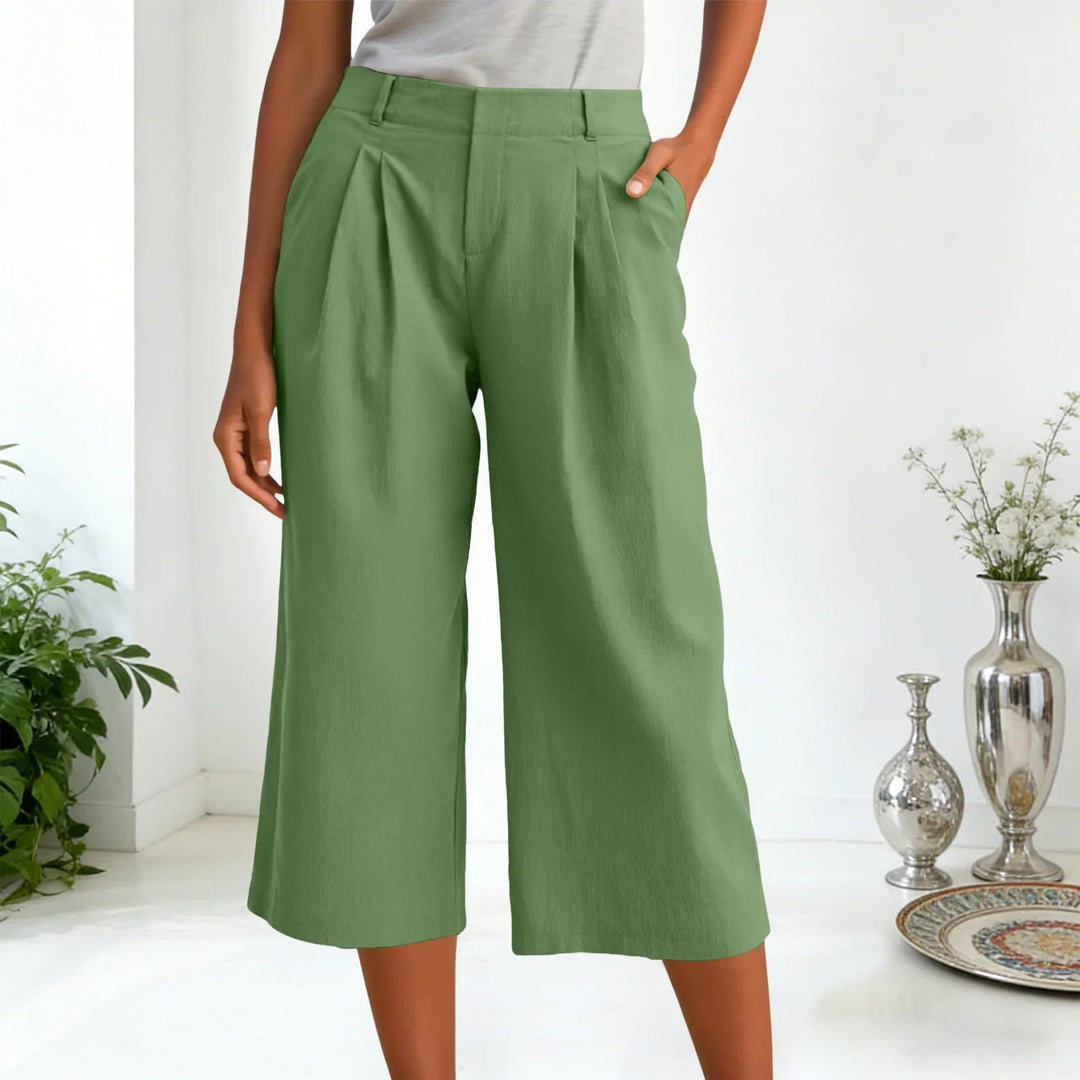 Moda casual: pantalones mujer anchos cropped con pinzas. Tiro relajado, tendencia ideal para tu verano.