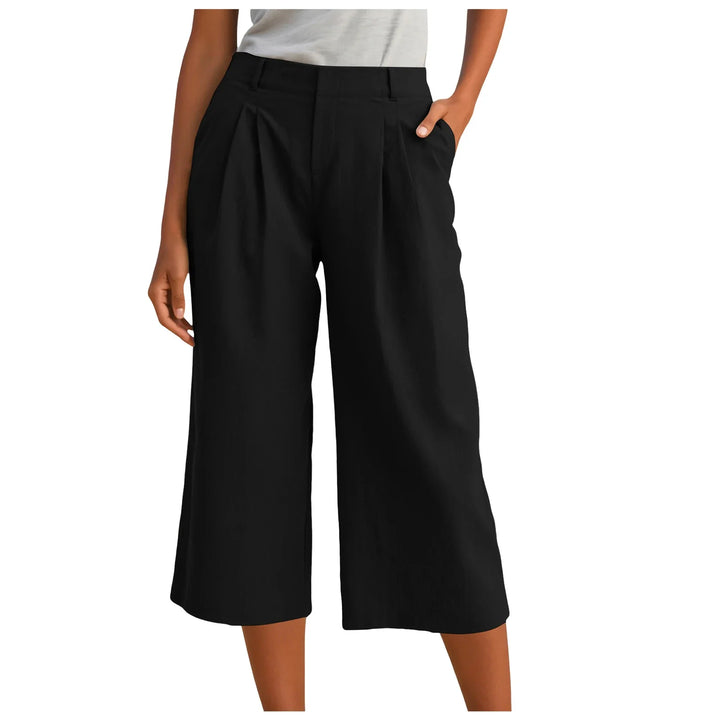 Pantalones mujer anchos cropped, diseño con pinzas y tiro relajado. Versátil y casual para tu día a día.