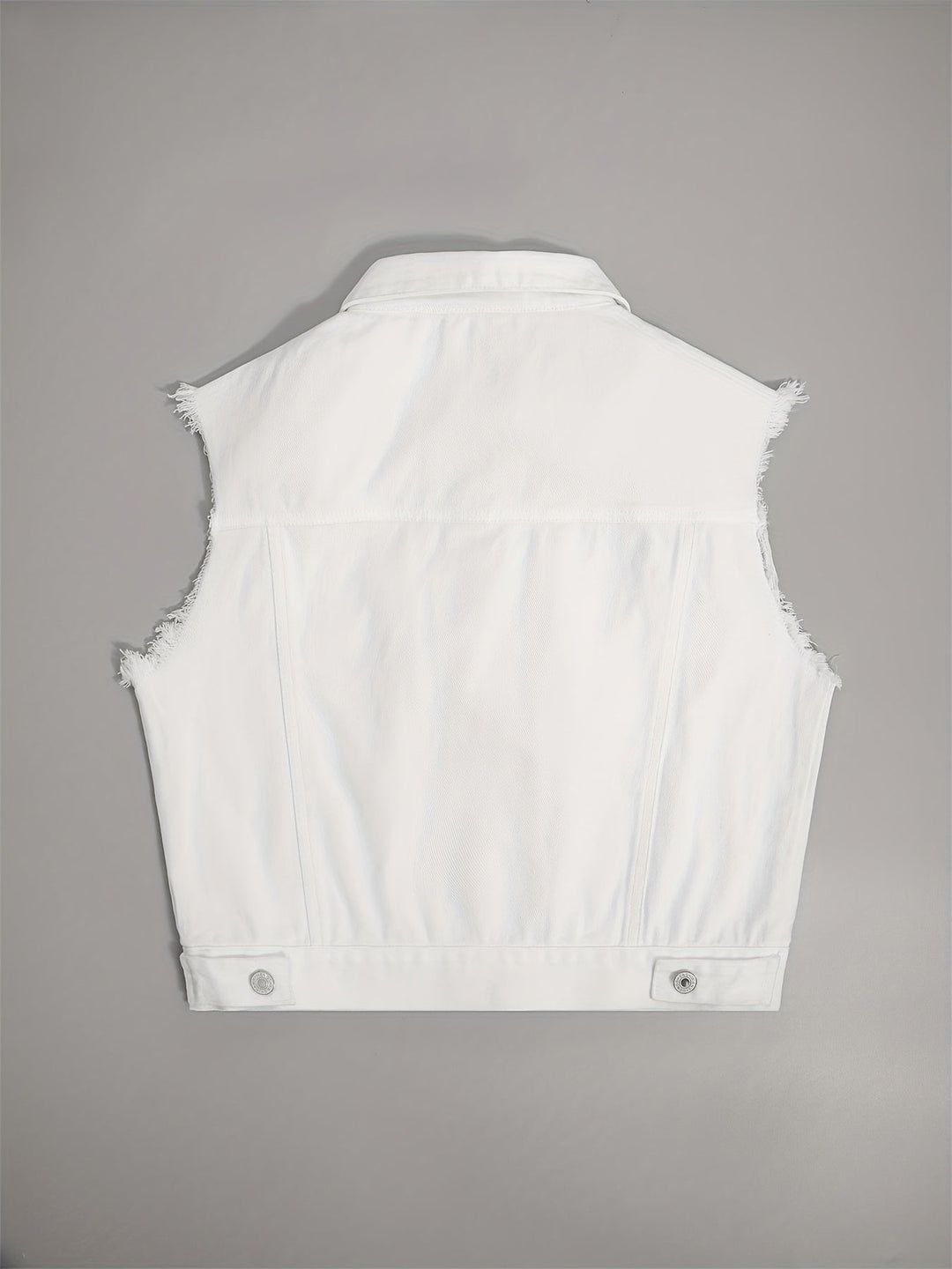 Chaleco de mezclilla lavado ácido para mujer, color azul deslavado. Prenda casual y cómoda.