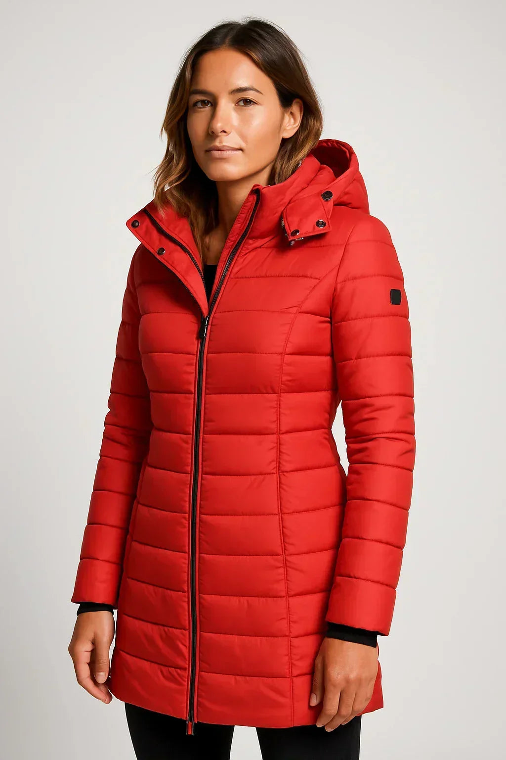 Chaqueta acolchada con capucha para mujer, muy cálida, con cremallera, excelente para el frío invierno.
