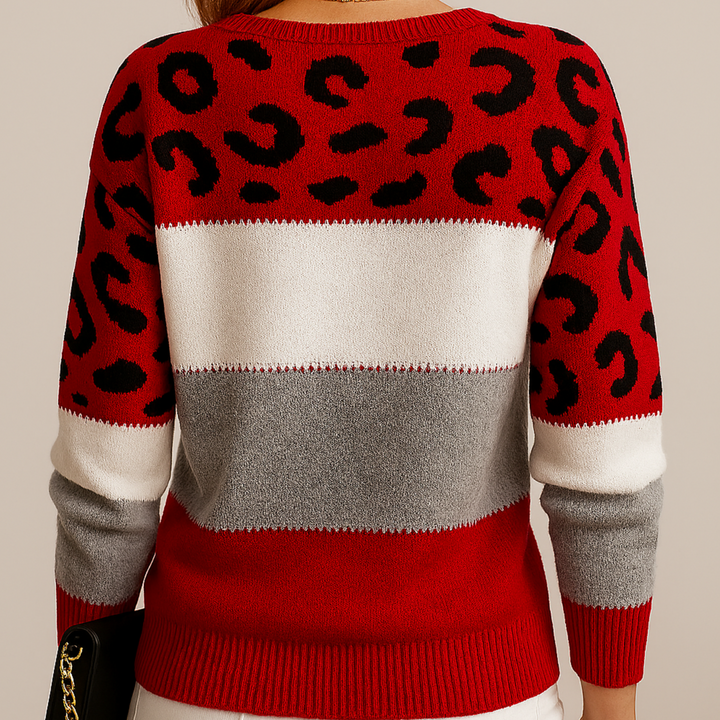 Jersey de mujer con estampado animal print de leopardo, manga larga. Moda y comodidad.