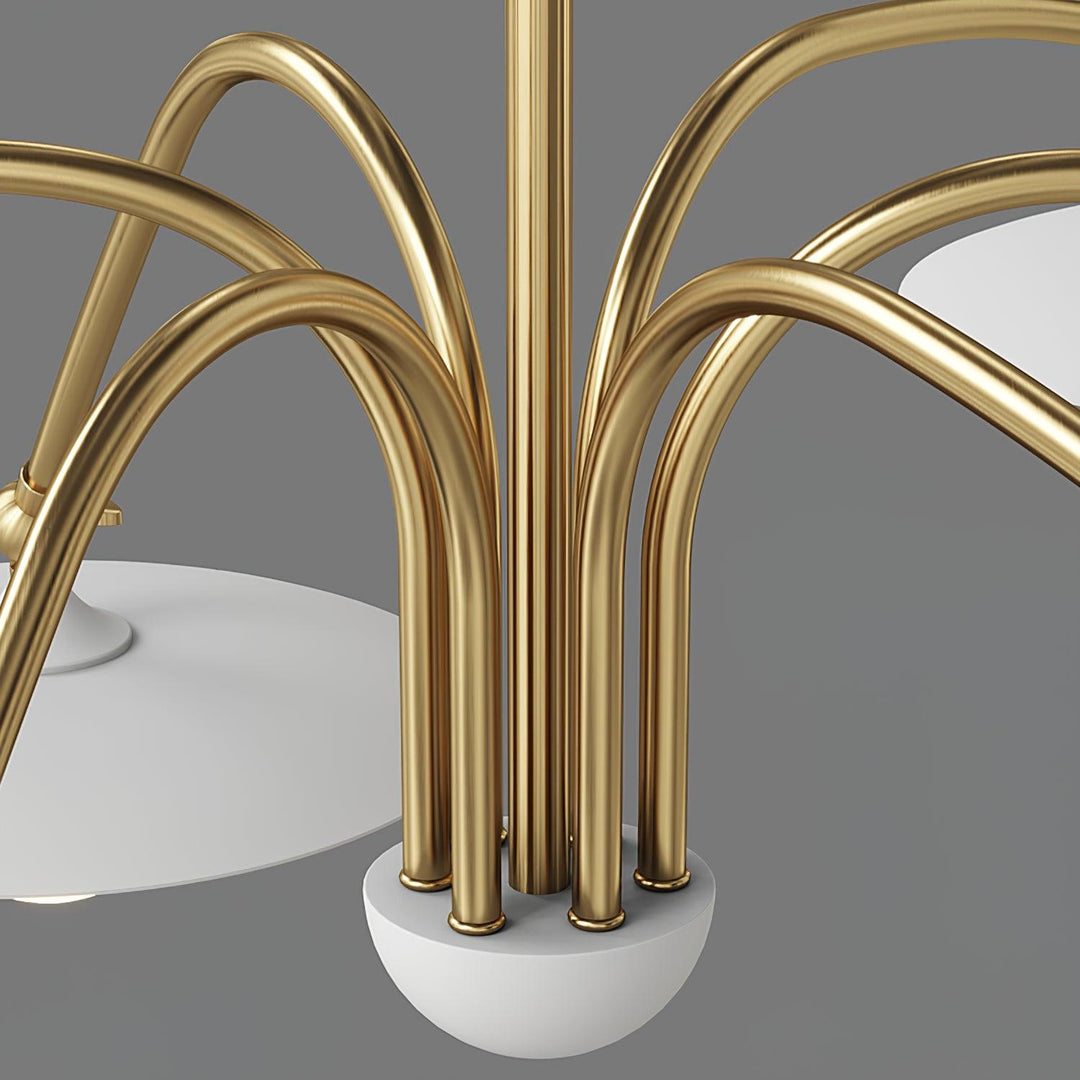 Lámpara Art Déco elegante de araña, con estructura de hierro y caireles de cristal, para iluminación de salón.