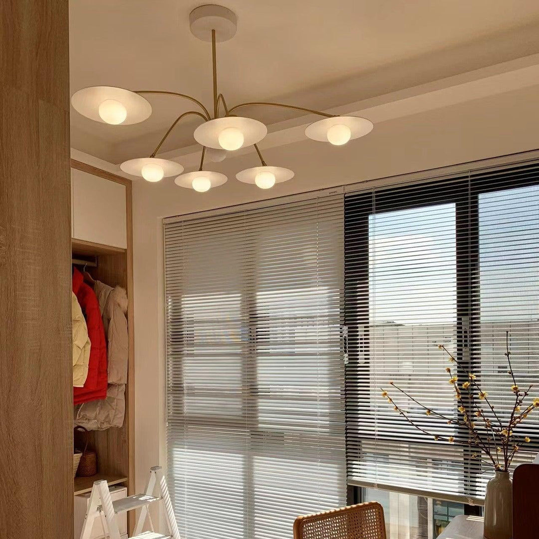 Lámpara de araña Art Déco de cristal y hierro, iluminación de techo vintage para salón moderno.