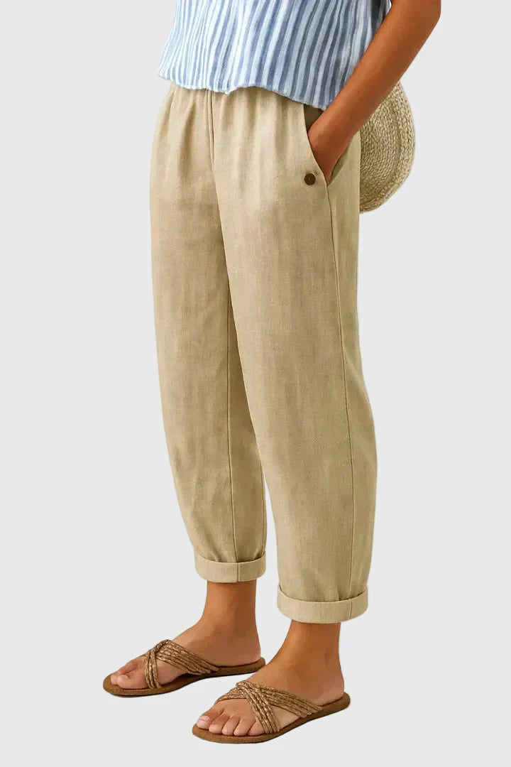 Pantalón transpirable para mujer, cómodo y elegante, disponible en tallas grandes. Estilo natural.