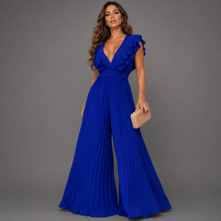 Mono elegante de mujer para bodas y eventos nocturnos, color sólido, pierna ancha.