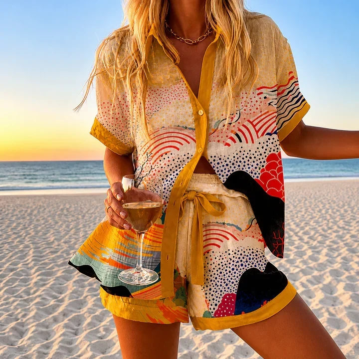 Moda femenina: Conjunto de verano Marbella. Estilo casual fresco para mujer, ideal para playa y comodidad veraniega.