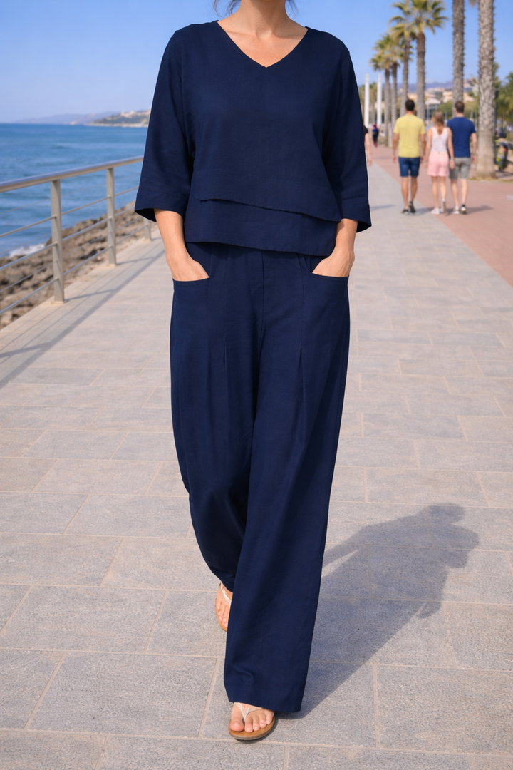 Conjunto Águeda para mujer en exterior, dos piezas transpirables de verano, perfecto para ocio y confort.
