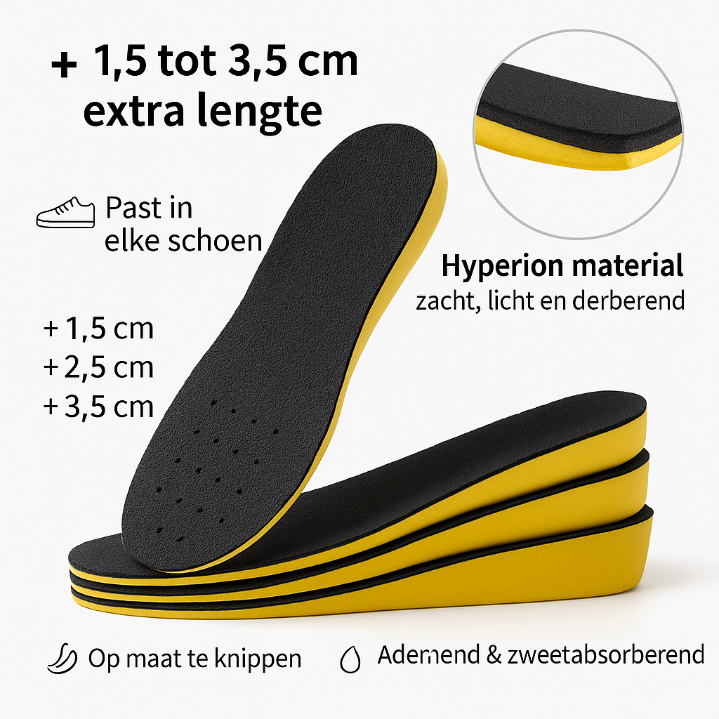 Plantillas invisibles de silicona para aumentar la altura. Discretas y cómodas para zapatos de hombre y mujer.