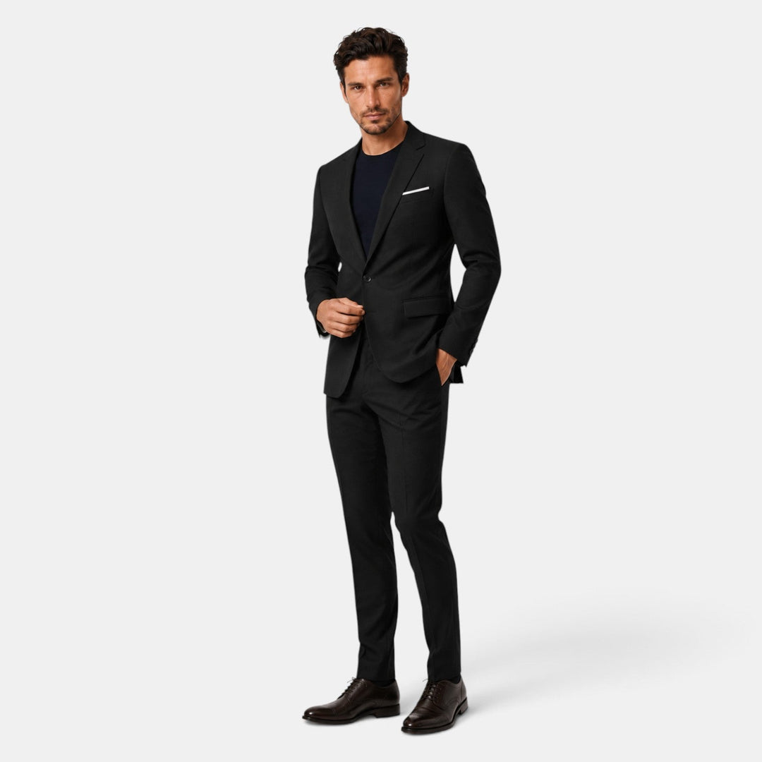 Ropa formal masculina de dos piezas, traje versátil para negocios y eventos.