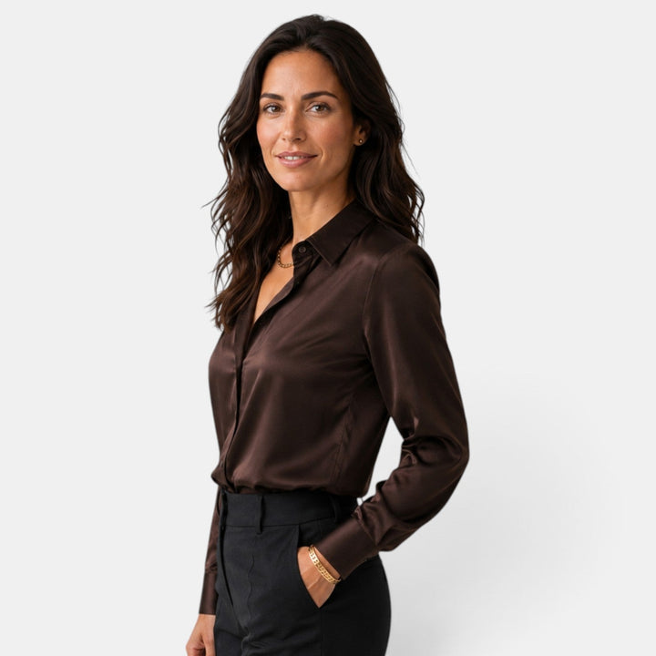 Camisa de manga larga para mujer, diseño versátil con botones, perfecta para moda casual chic.