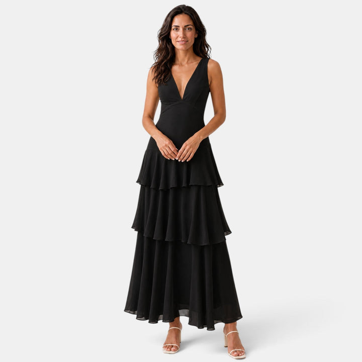 Vestido de boda para mujer, estilo volantes, largo y sofisticado para fiesta.