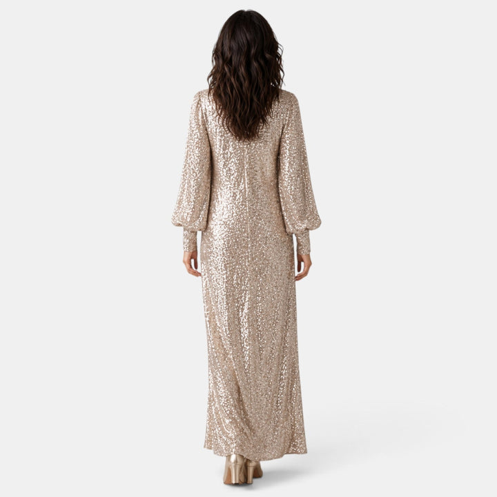 Vestido de fiesta largo y elegante con lentejuelas. Perfecto para noches especiales, bodas y eventos.