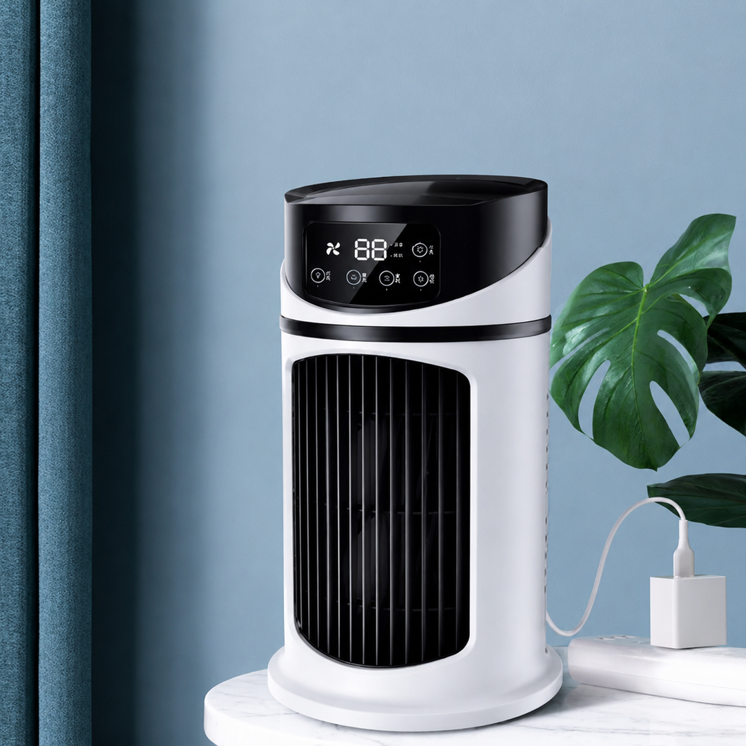 Refresca y humidifica tu ambiente con este aire portátil USB, esencial para el confort en verano.