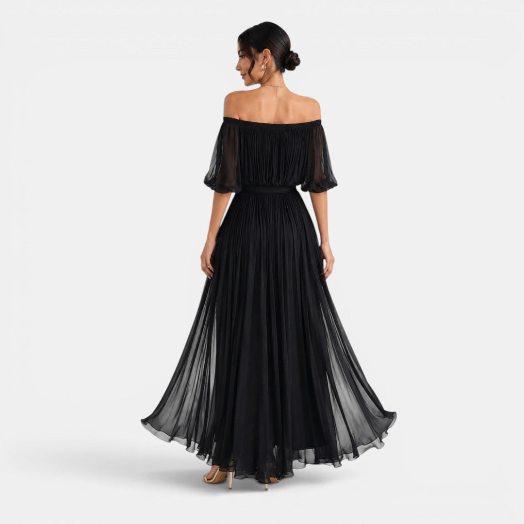 Vestido de fiesta largo para mujer, diseño elegante de chifón, ideal para bodas y gala.