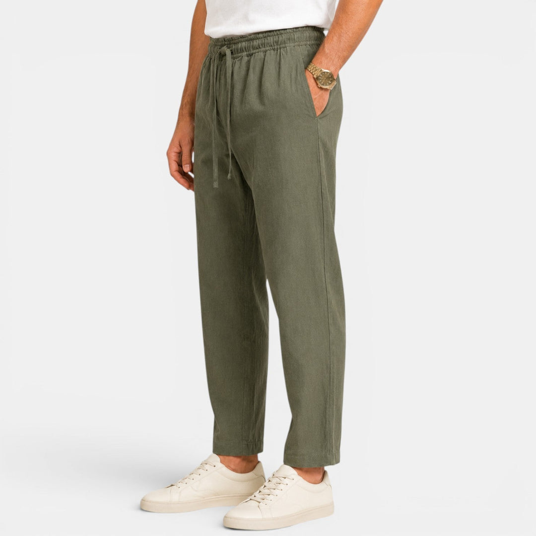 Pantalón de lino casual para hombre, versátil para el día a día y eventos de verano.