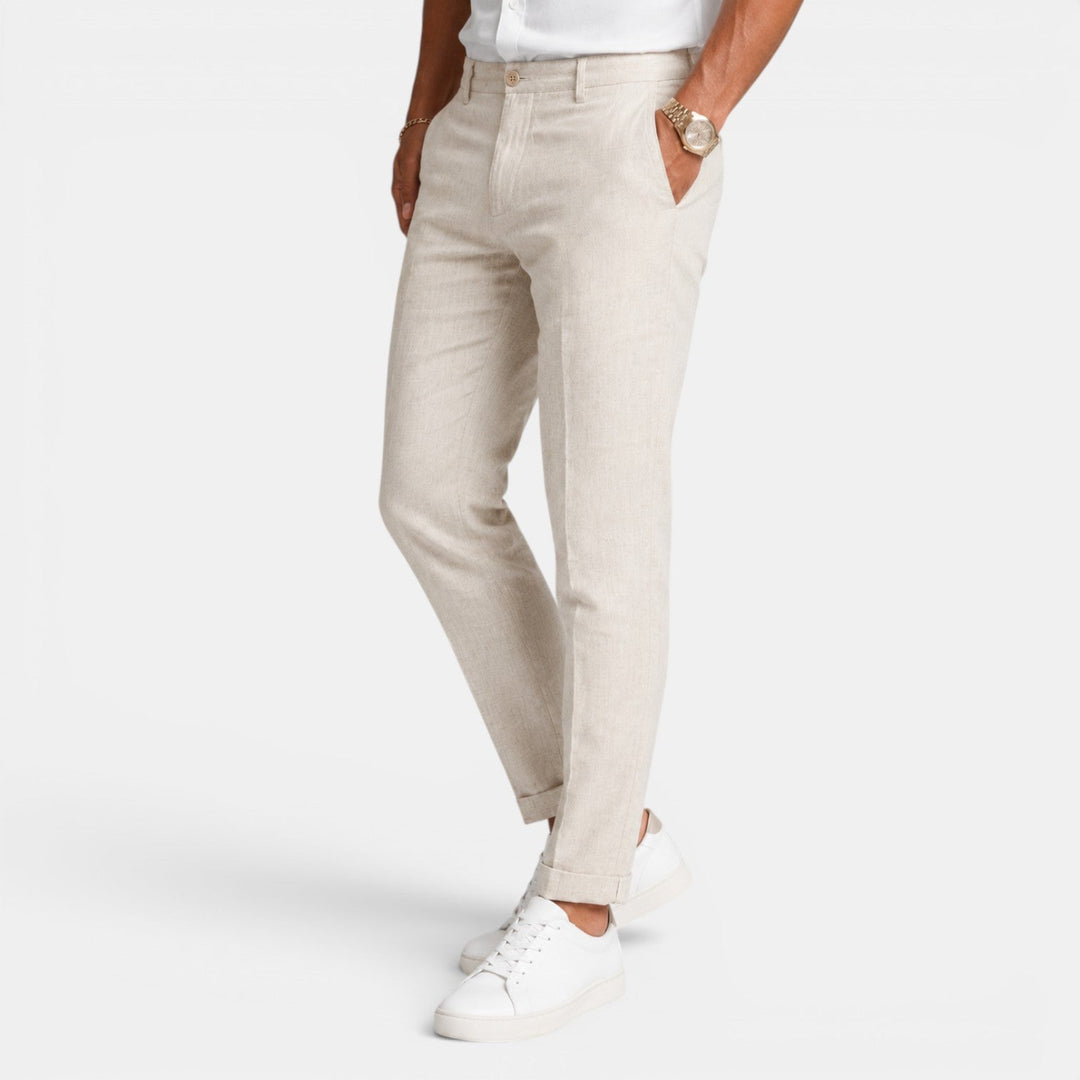 Pantalón de lino casual para hombre, perfecto para un estilo masculino y cómodo en verano.