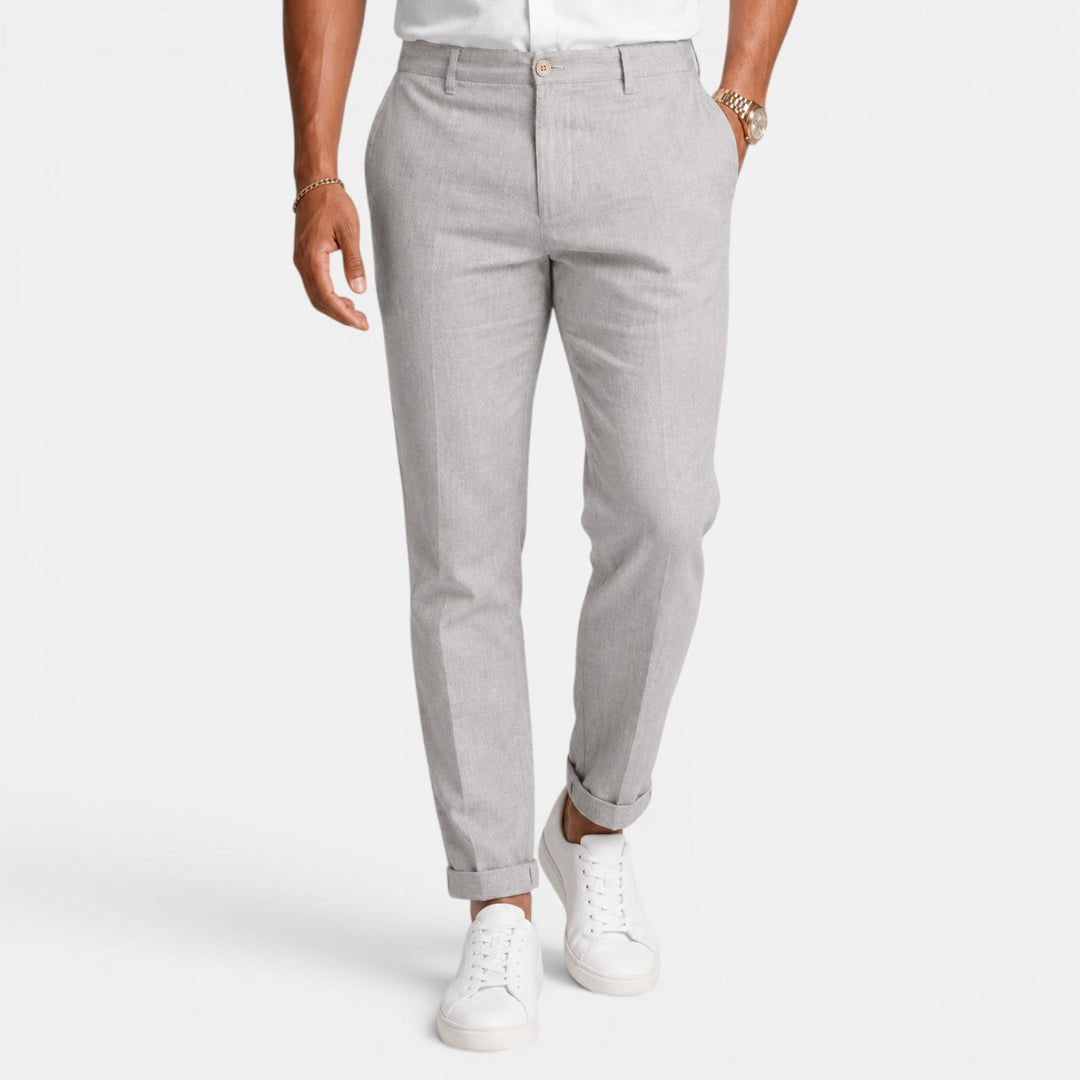 Comodidad y moda en este pantalón de lino para hombre. Ideal para climas cálidos y estilo fresco.