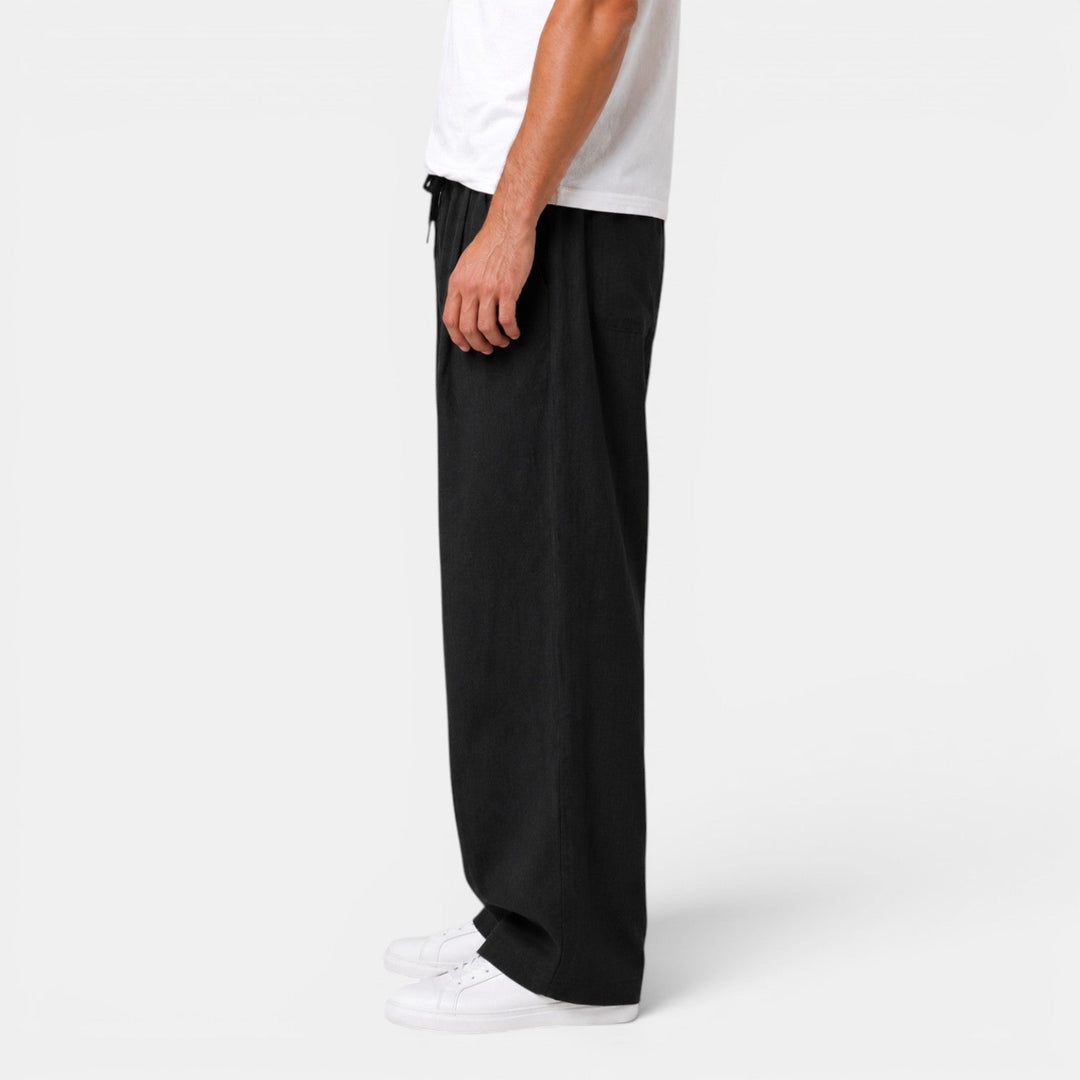 Pantalón de lino y algodón para hombre, recto, ideal para un estilo casual o elegante en verano.