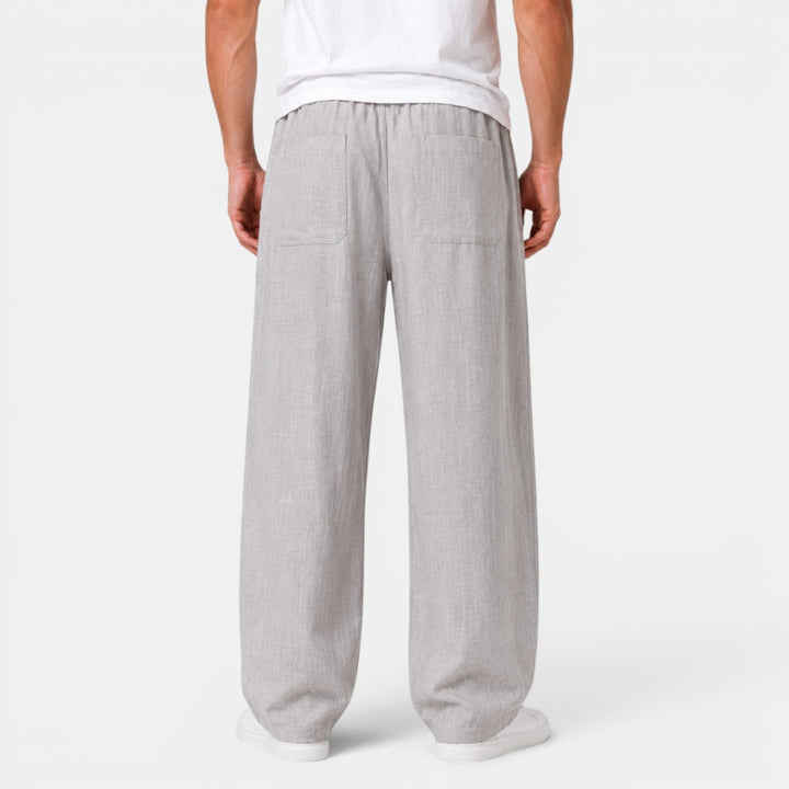 Pantalón de lino para hombre, cómodo y ligero, ideal para viajes de verano y días calurosos.