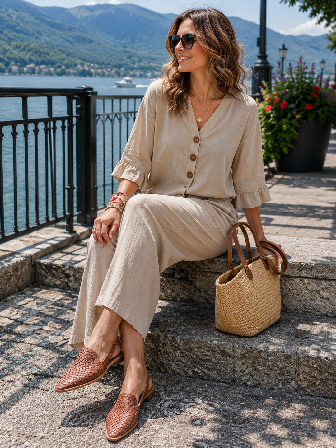 Par de mocasines trenzados de mujer con tacón abierto. Zapatos casuales y elegantes, perfectos para varios estilos.