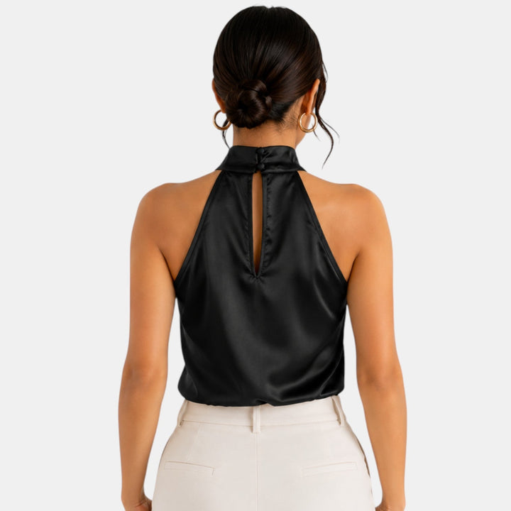 Blusa elegante halter para mujer, moderna y chic para oficina.