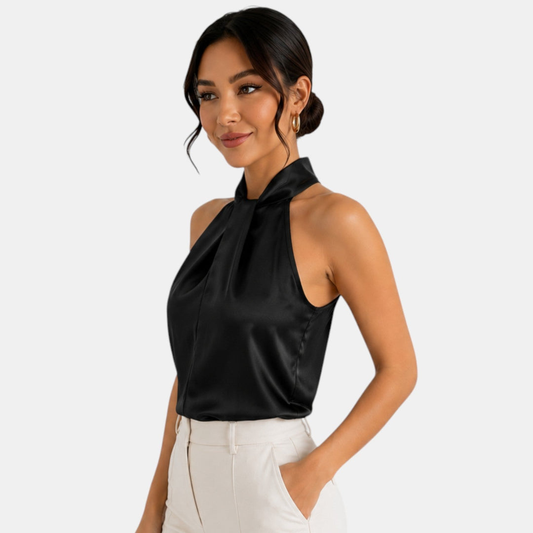 Top halter de moda para mujer, diseño versátil para noche o día.