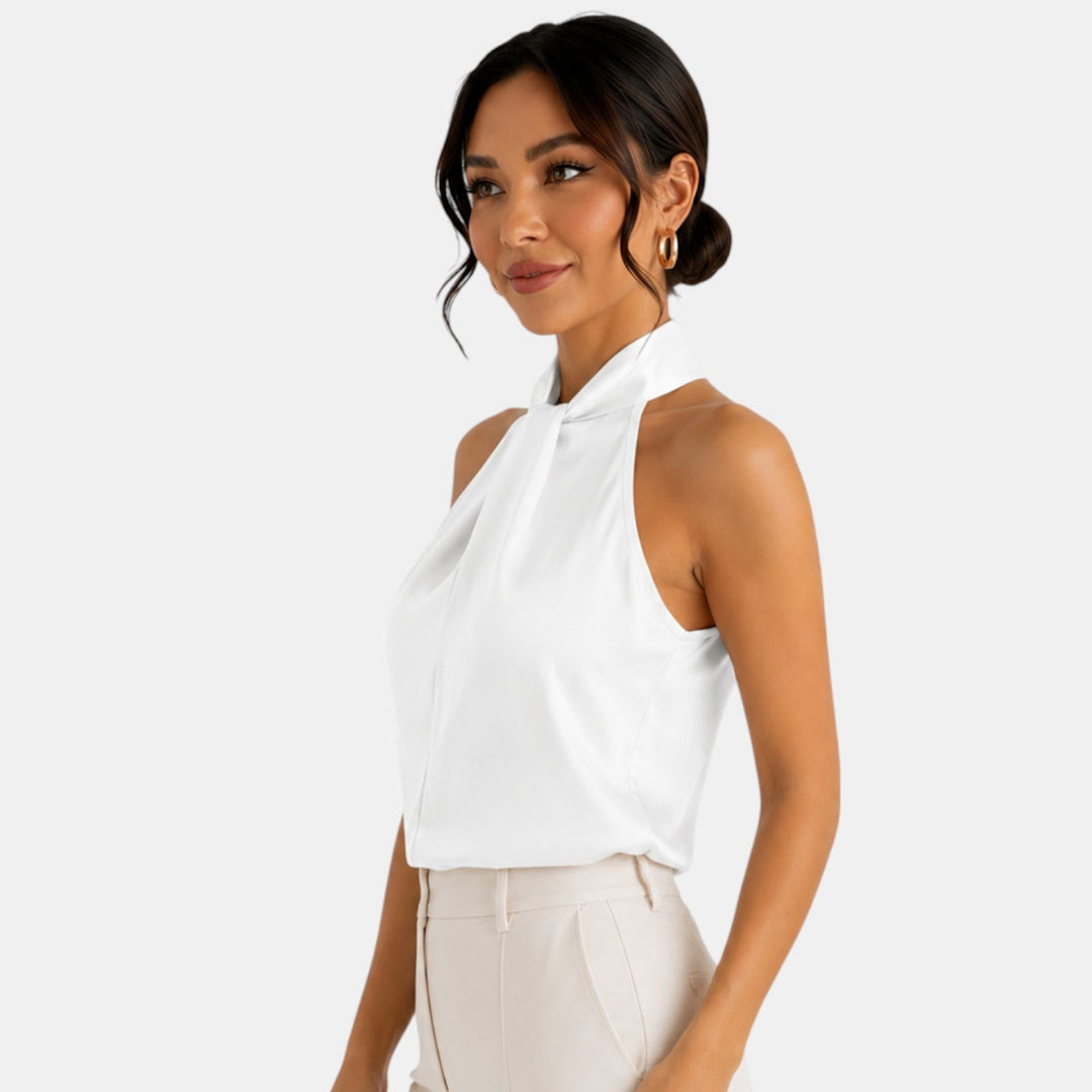 Top halter versátil para mujer, estilo moderno y sofisticado de día o noche.