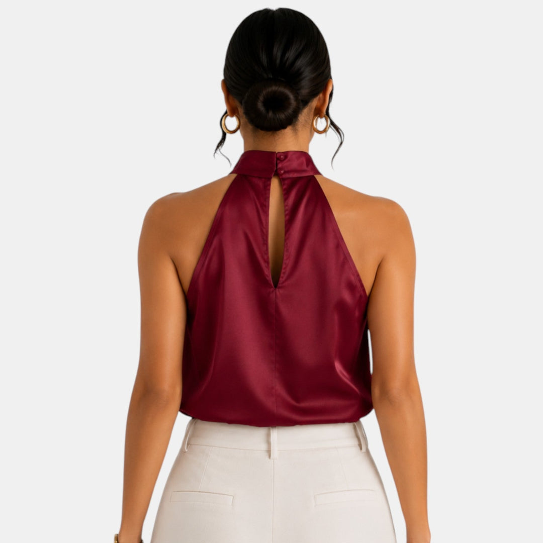 Blusa halter elegante, moda de verano para fiesta o evento casual.