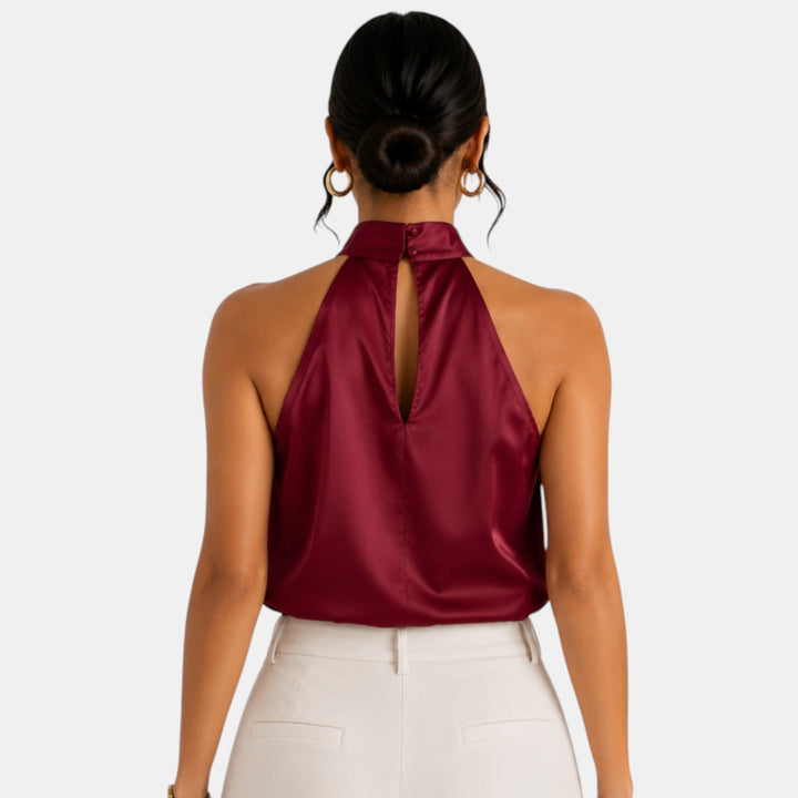 Blusa halter elegante, moda de verano para fiesta o evento casual.