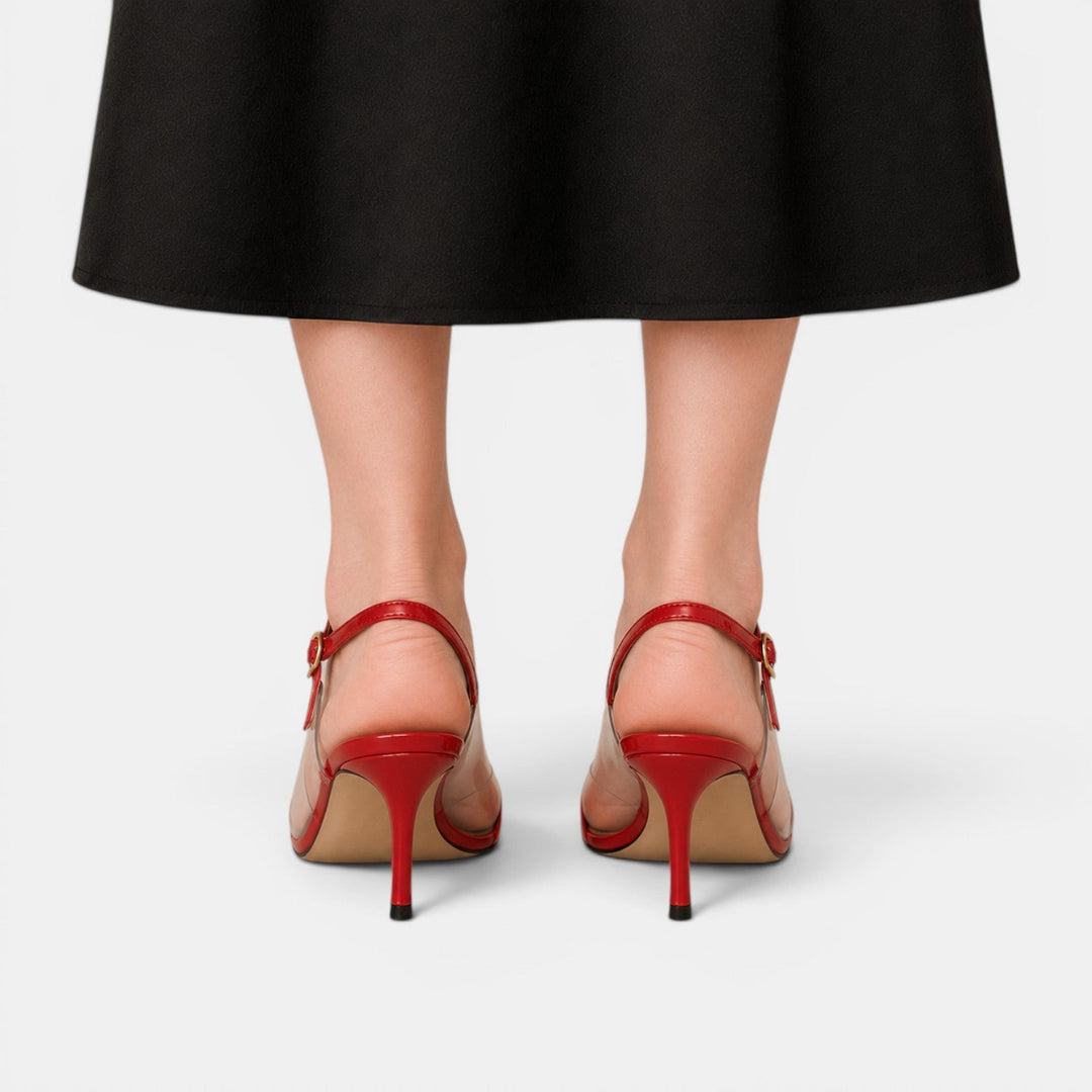 Tacones de fiesta transparentes para mujer con corazón, zapatos elegantes que realzan tu estilo chic.