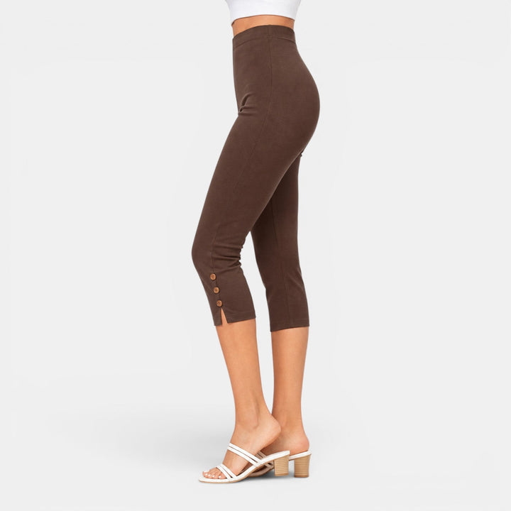 Capri elegante para mujer, cintura alta, ideal para oficina o estilo casual chic.